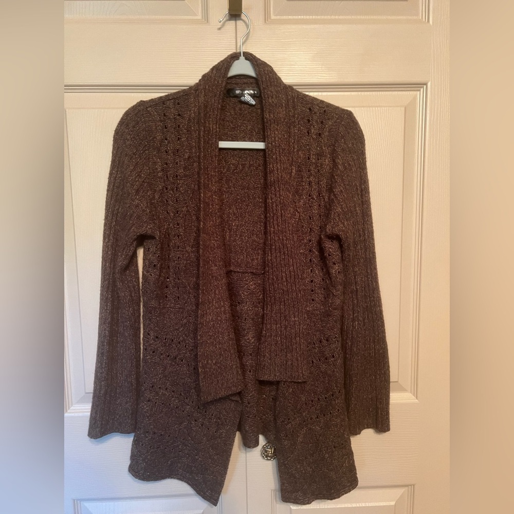 89th & Madison Chocolate Open-Front Cardigan